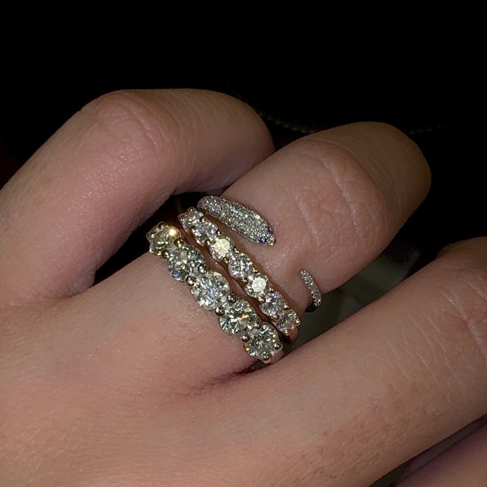 14KT WHITE GOLD & DIAMOND SNAKE RING